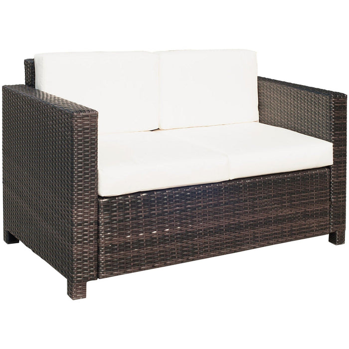 2 Seater Outdoor Rattan Sofa, Wicker Patio Loveseat