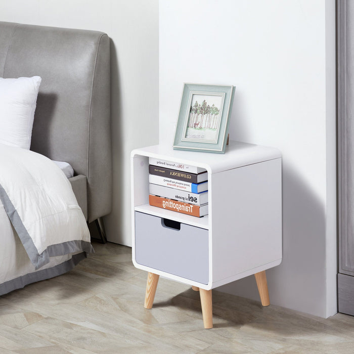 Scandinavian Style Bedside Table With Drawer