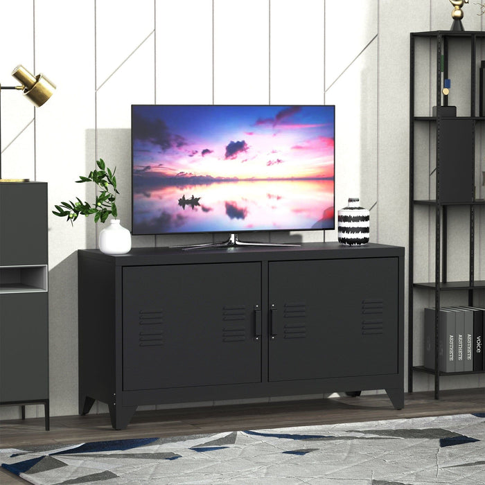 Industrial Style TV Cabinet, Black Metal