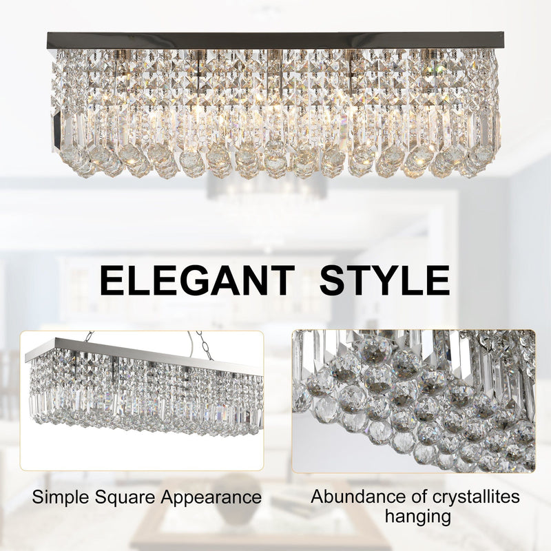 Square Silver Crystal Chandelier, E14 Base