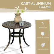 Outsunny Industrial Garden Side Table, Round Hollow Top Design Patio End Table with Cast Aluminum Frame, Bronze Outsunny