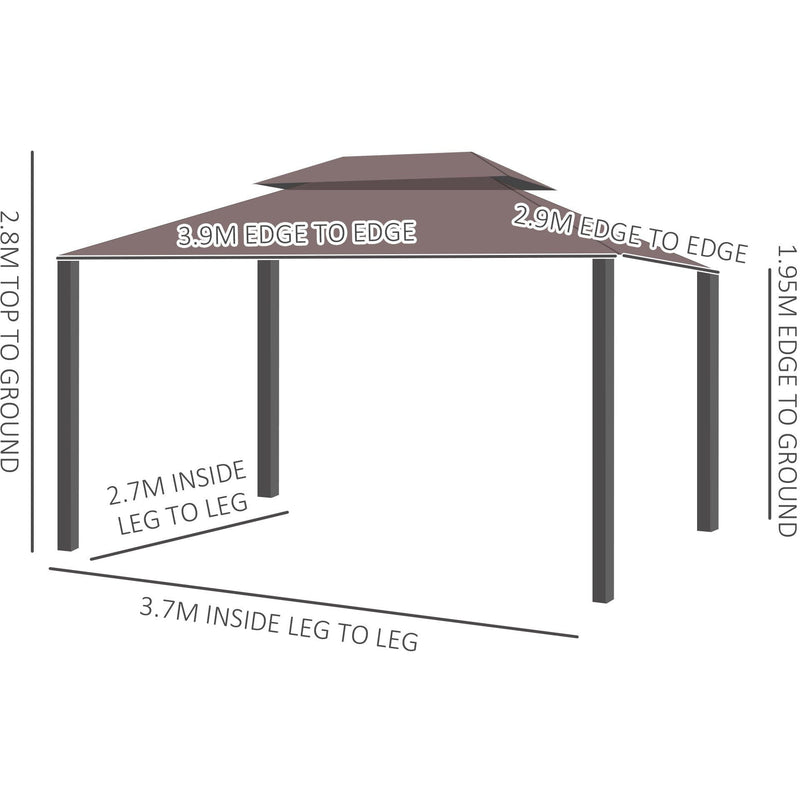 Large Gazebo With Sides, Aluminium Frame Party Tent, 4x3m