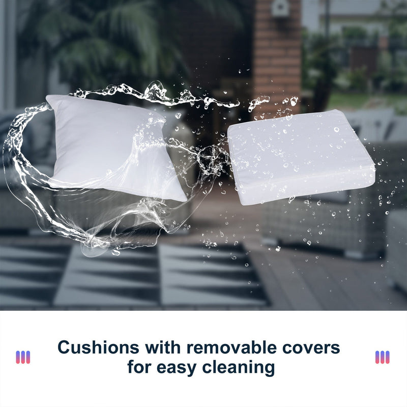 2 Seater Rattan Rocking Set with Round Coffee Table - Brown