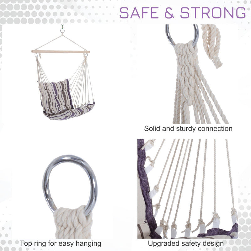 Outdoor Cushioned Hammock Chair, Wooden, Cotton Cloth