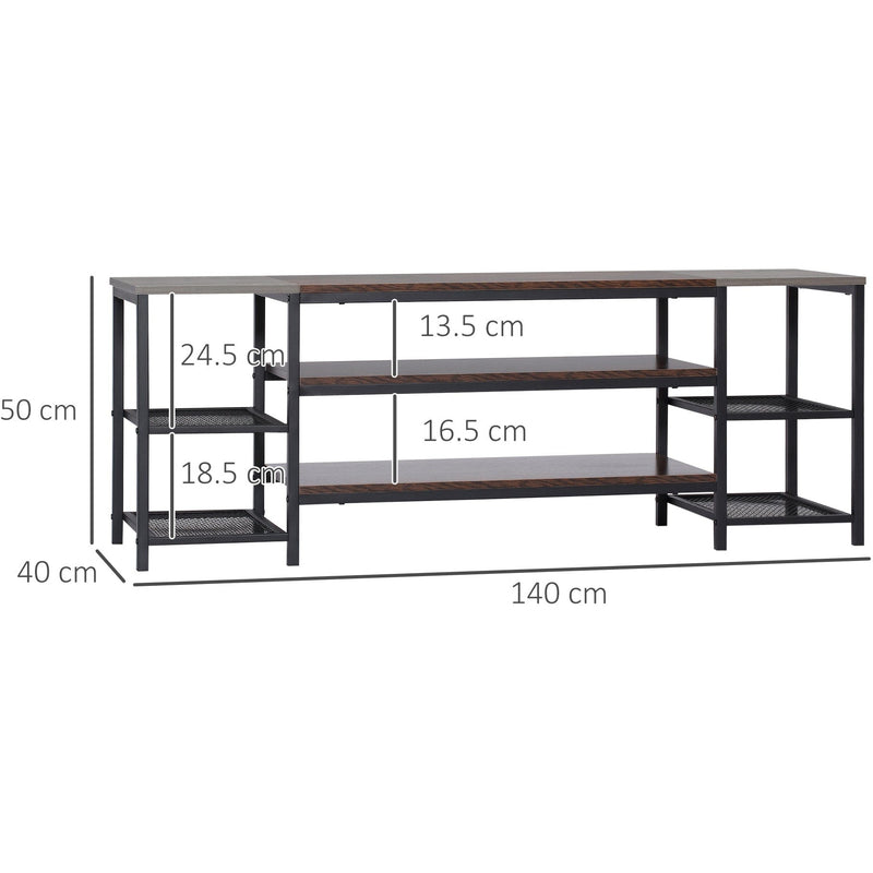 TV Unit for TVs up to 65", Shelves, Brown/Grey