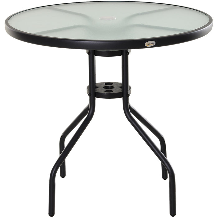 Round Glass Garden Table, 80cm