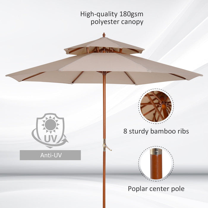 Large Outdoor Umbrella, 2.7m, 2 Tier