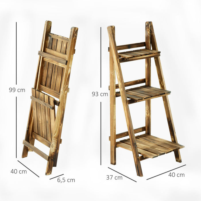 3 Tier Folding Wooden Garden Planter Display Stand