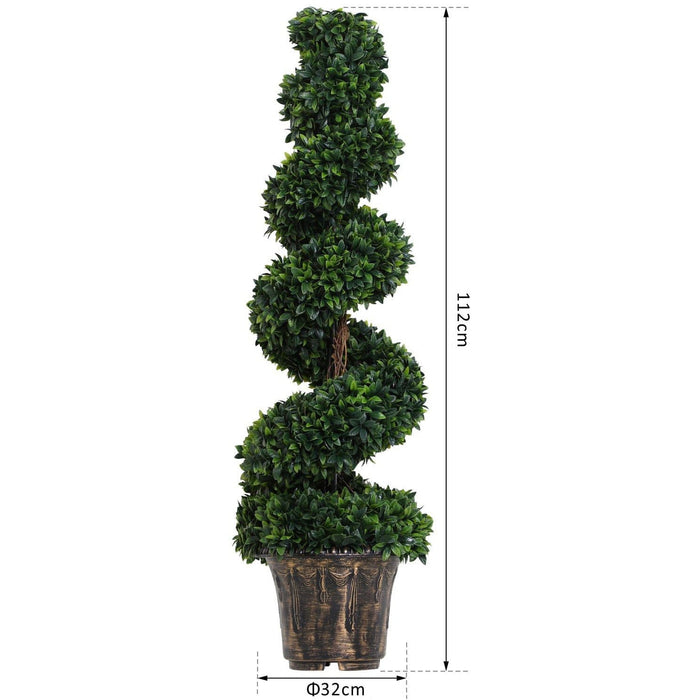 Set of 2 Artificial Boxwood Spiral Topiaries, Indoor/Outdoor