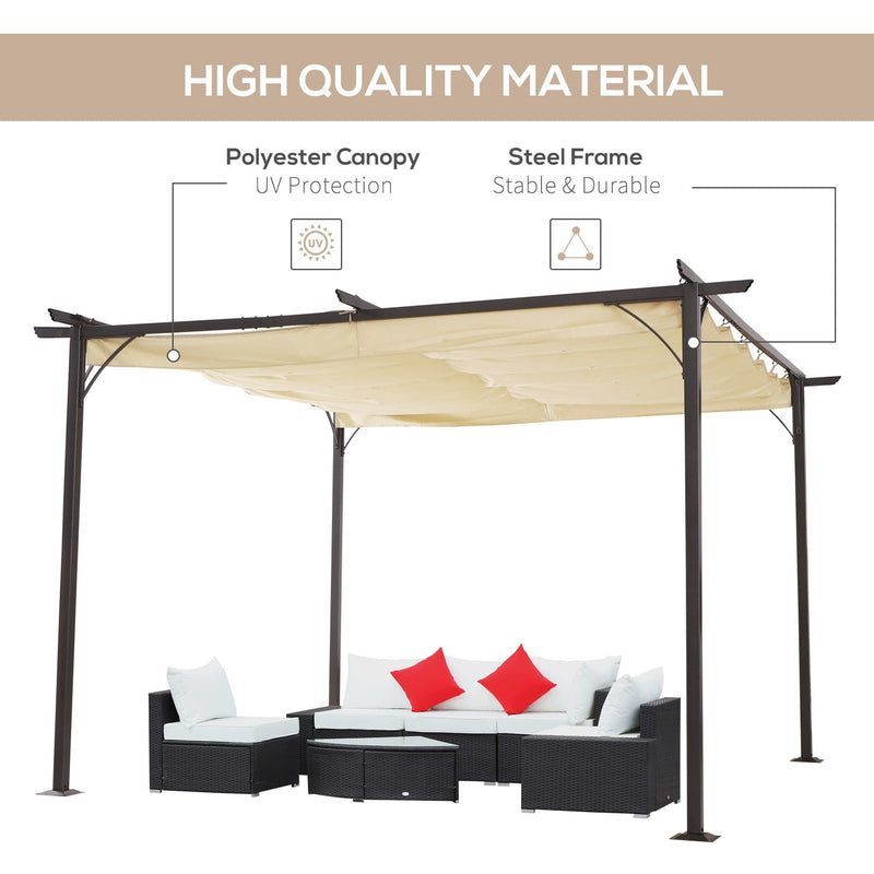 3.5x3.5m Metal Garden Pergola With Retractable Roof