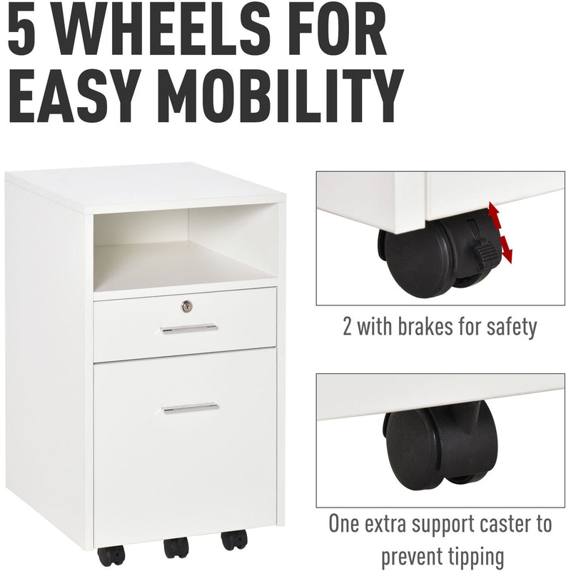 Mobile File Cabinet 39.5x40x60cm White