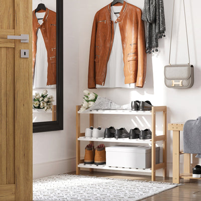 3 Tier Wooden Shoe Rack Homcom