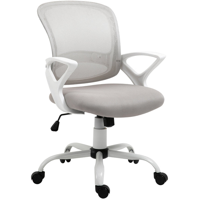 Grey Mesh Office Chair with Lumbar Support & Armrests