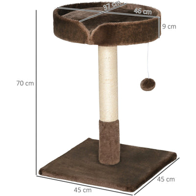 Small Cat Tree, Indoor, Sisal Scratching Post, Brown Pawhut