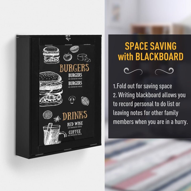 Wall Mounted Folding Table With Chalkboard and Shelf