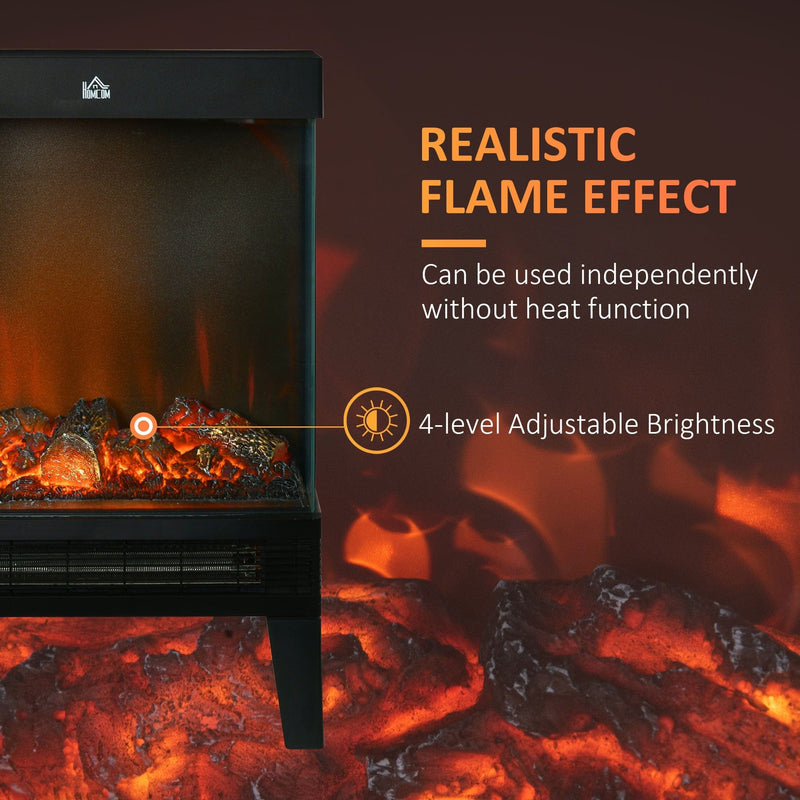 180° Electric Fireplace Heater, Freestanding, LED Flame
