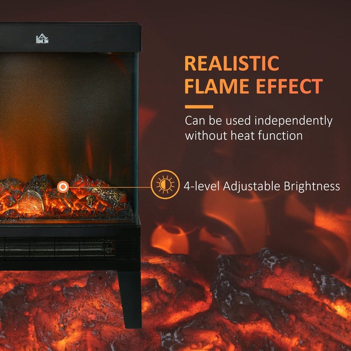 180° Electric Fireplace Heater, Freestanding, LED Flame