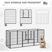 Heavy Duty Dog Play Pen, Foldable, Black Pawhut
