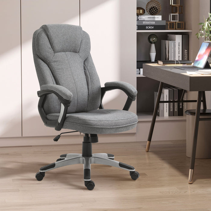 Grey Linen Fabric Office Chair