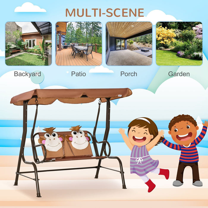 2 Seat Kids Canopy Swing Chair