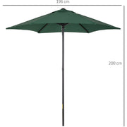 2m Outdoor Patio Parasol - Sun Shade, 6 Ribs Outsunny