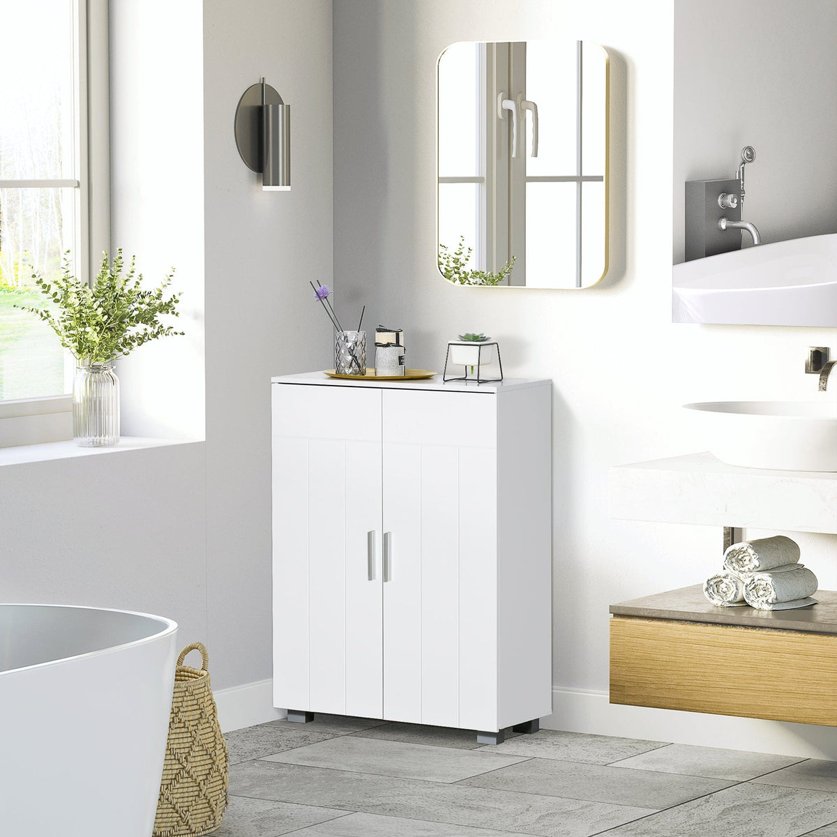 Shop White Bathroom Storage Unit, 60W x 30D x 80H cm — Opal Retail