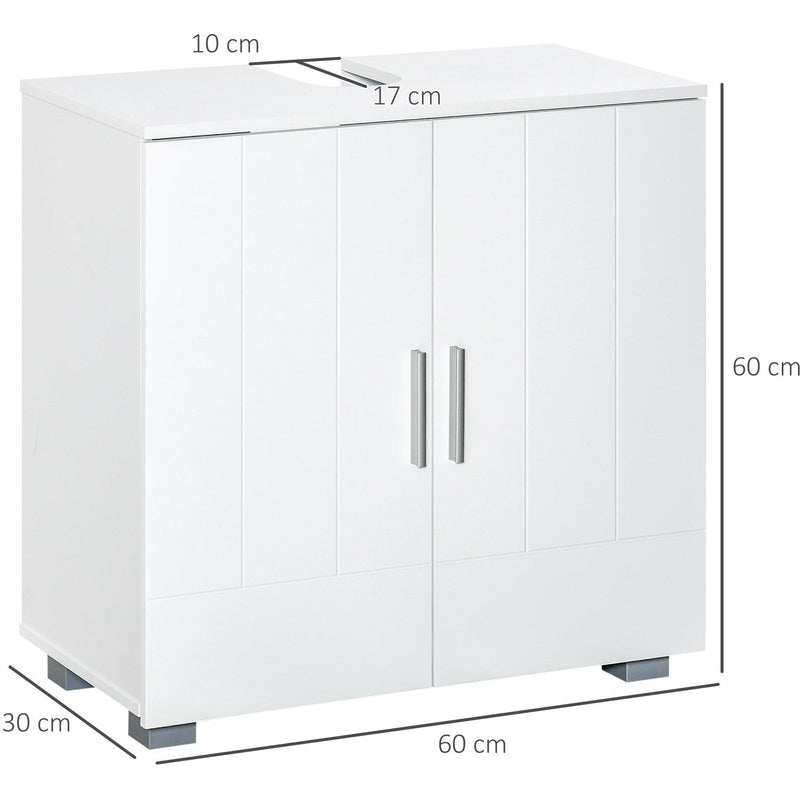 Modern White Pedestal Under Sink Cabinet, 60H x 60W x 30Dcm