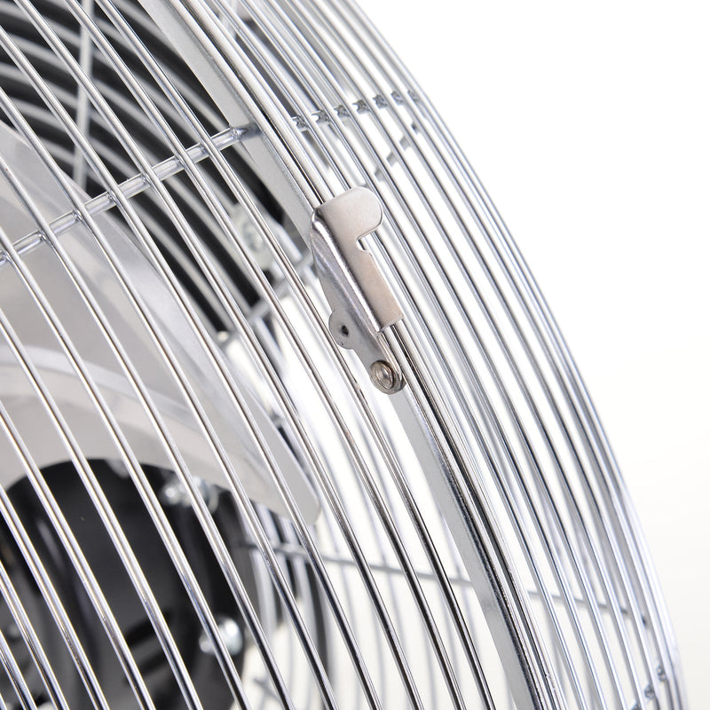 20" Chrome High-Velocity Floor Fan: 3-Speed, 100W Homcom