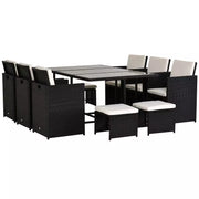 10 Seater Rattan Cube Garden Dining Set with Stools & Table 