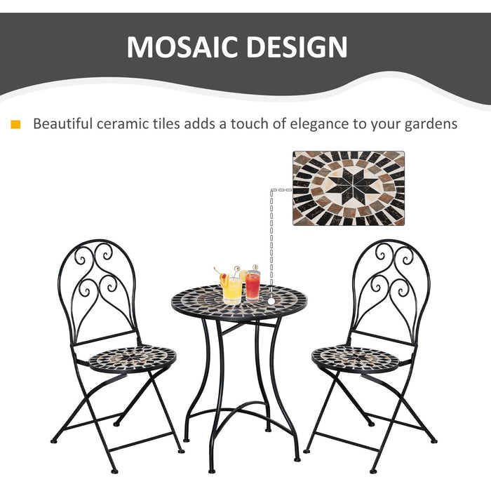 Mosaic Outdoor Bistro Set, Metal Frame