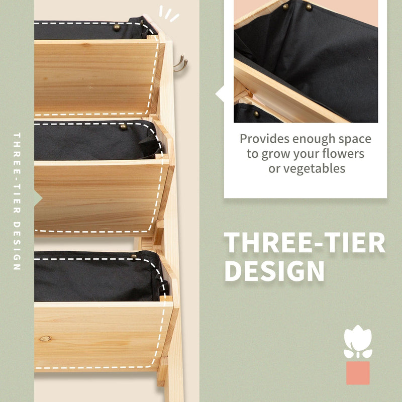 3 Tier Garden Planter, 120x68x80 cm