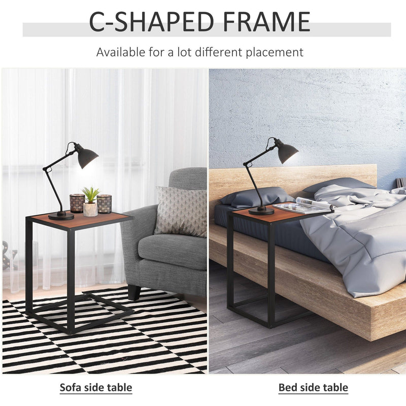 C Shaped Side Table, Metal Frame for Living Room, Bedroom