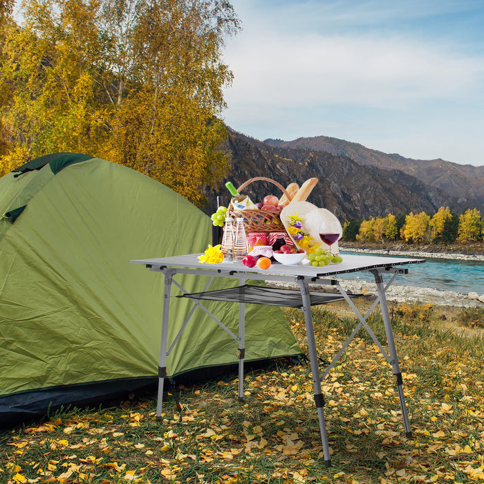 4FT Folding Picnic Table With Height Adjustable Legs