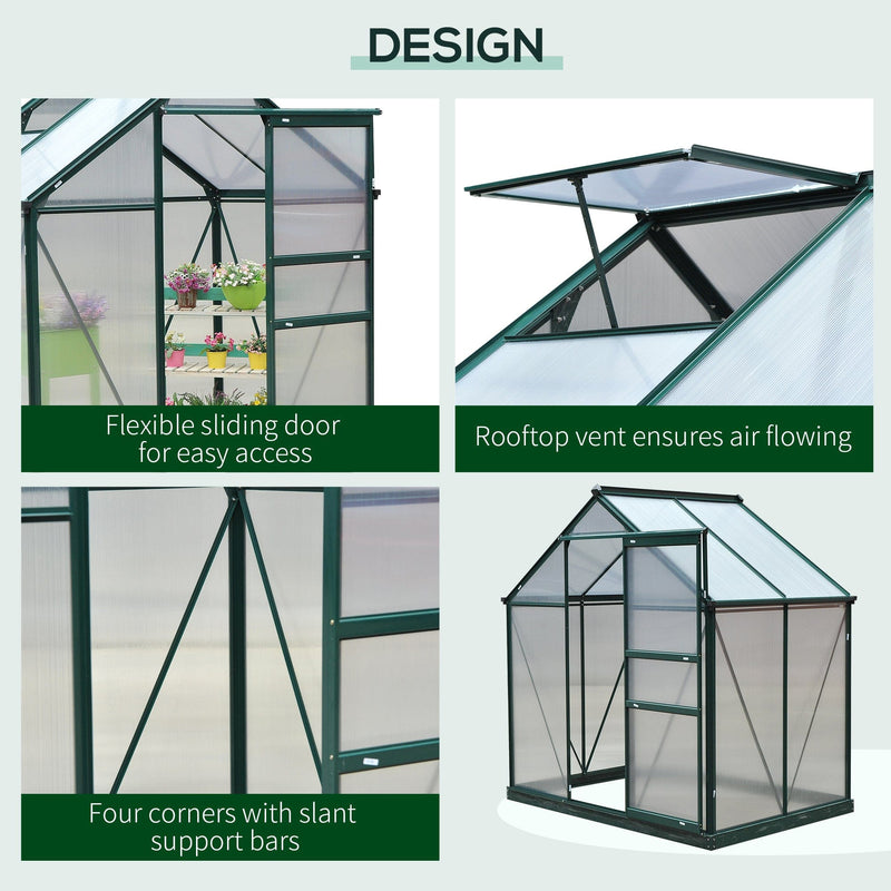 Polycarbonate Greenhouse, Walk In, Galvanised Frame, Clear