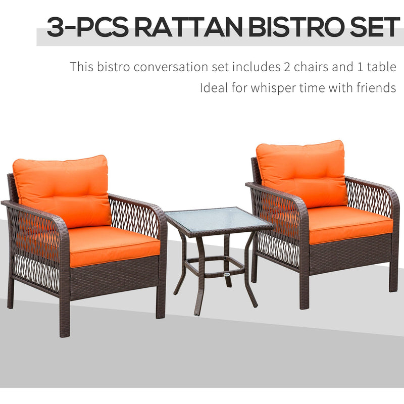 2 Seater Rattan Bistro Set Outsunny