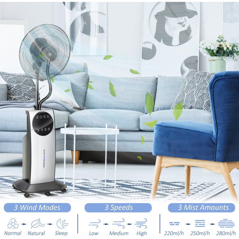 Misting Pedestal Fan, Mosquito Killer, 3.1L Tank, Black Homcom