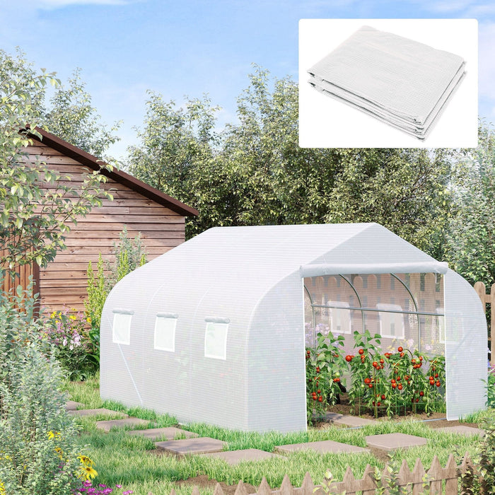 Greenhouse Cover Replacement, Zip Door, 4.5x3x2m, White