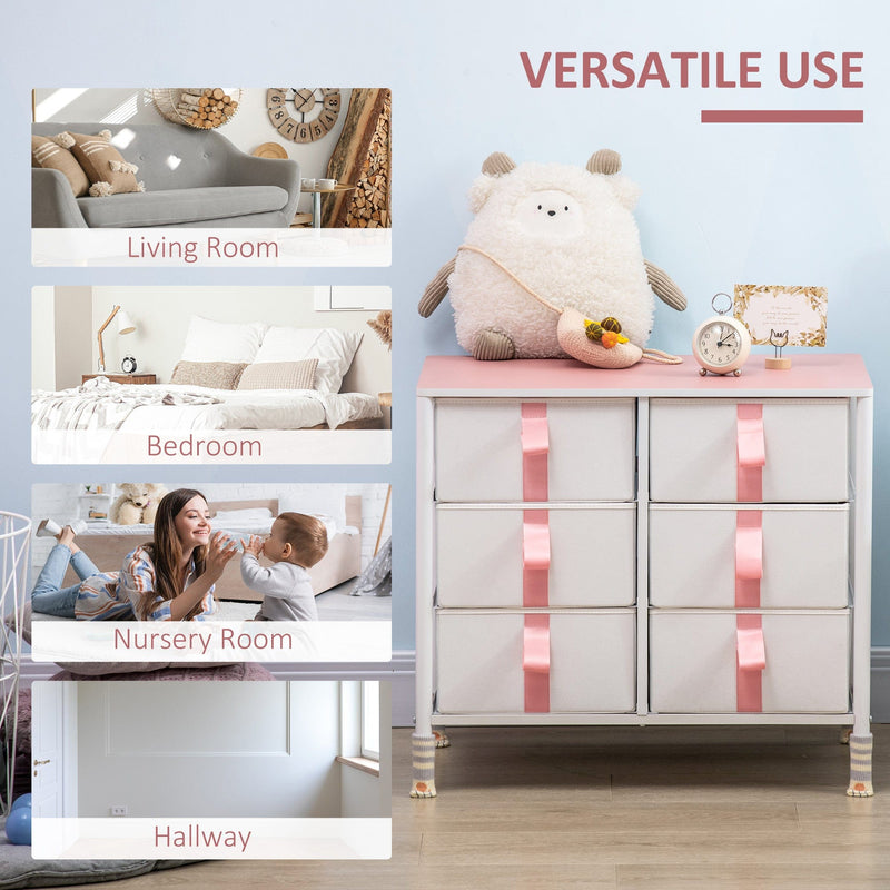 6 Drawer Chest With Pink Handles