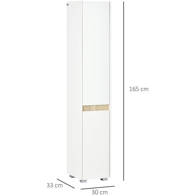 White 5-Tier Tall Bathroom Cabinet With Adjustable Shelves