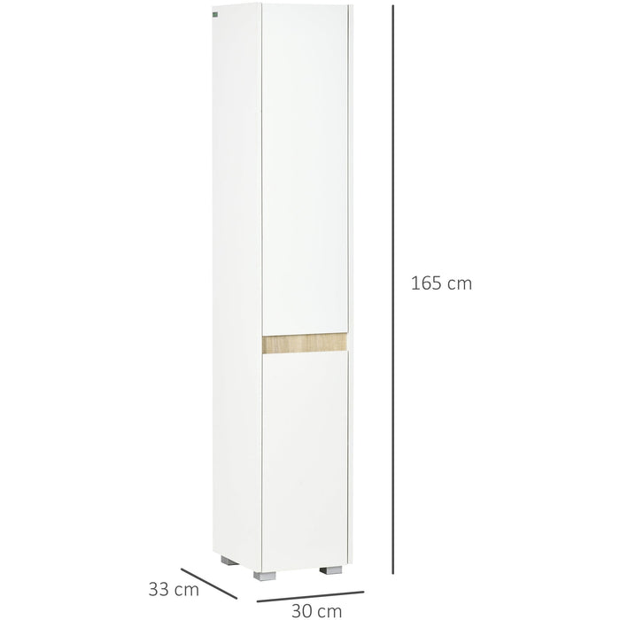 White 5-Tier Tall Bathroom Cabinet With Adjustable Shelves