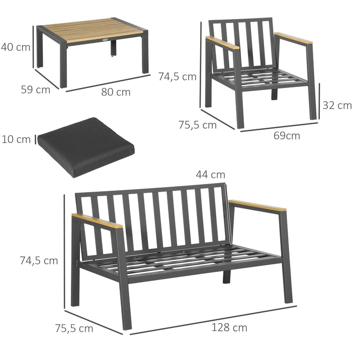 4 Seat Garden Sofa With Table, Grey