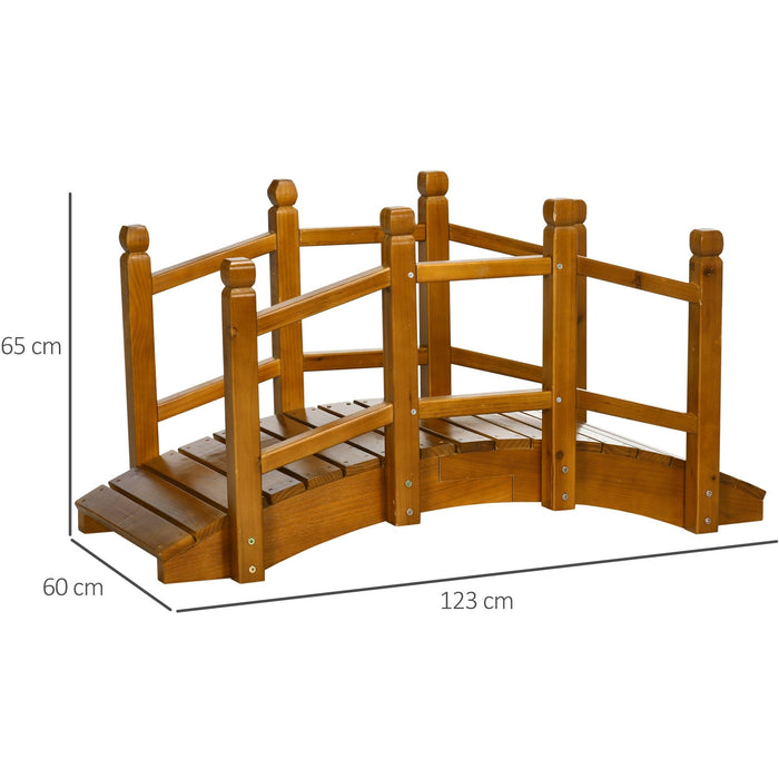 Wooden Garden Bridge with Railings