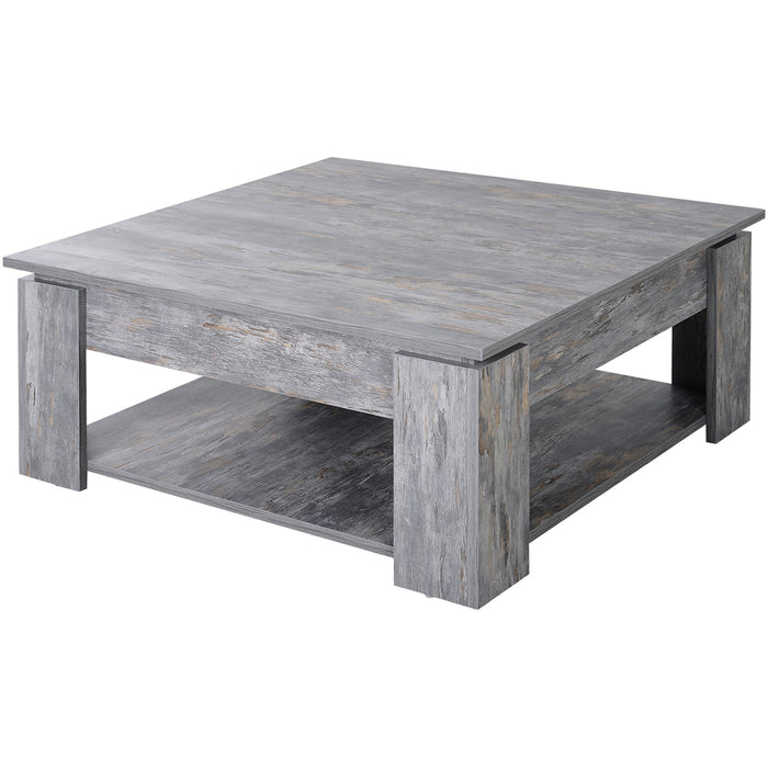 2-Tier Wooden Coffee Table Storage Shelf - Grey