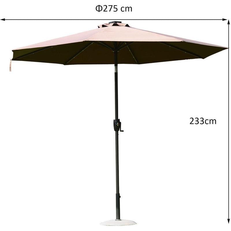 2.7m Garden Umbrella With Lights, Tilt, Crank