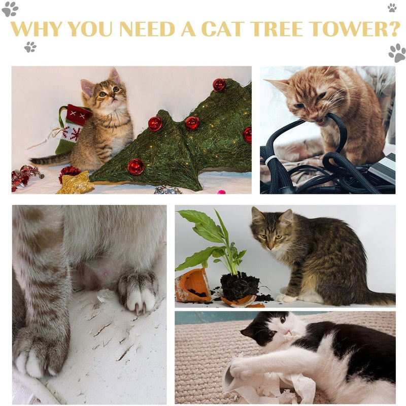 181cm Multi-Level Cat Tree, Sisal Scratching Post, Beige