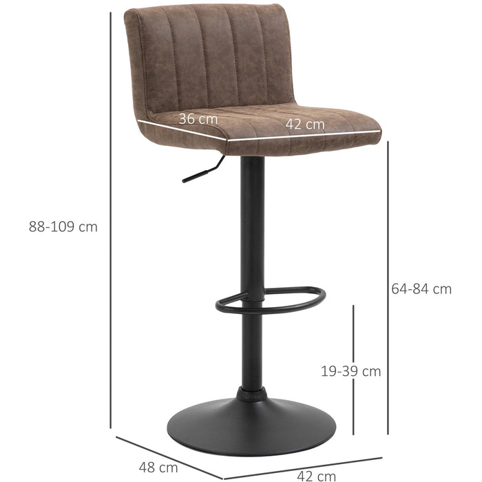 Brown Leather Bar Stools Set of 2