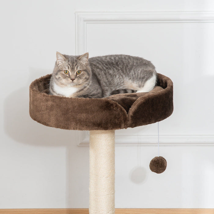 Small Cat Tree, Indoor, Sisal Scratching Post, Brown