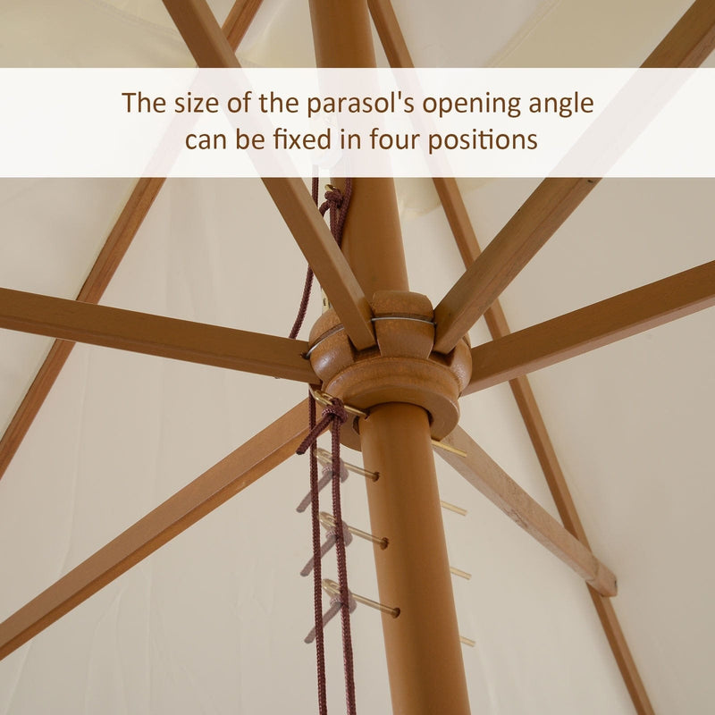 3x2m Large Wooden Patio Parasol