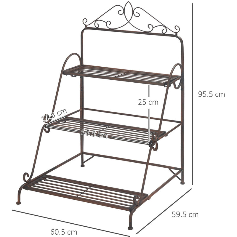 3 Tier Metal Plant Stand, Indoor/Outdoor Outsunny