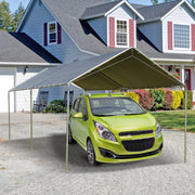 Outsunny 3 x 6m Heavy Duty Carport Garage Car Shelter Galvanized Steel Outdoor Open Canopy Tent Water UV Resistant Waterproof, Grey Outsunny